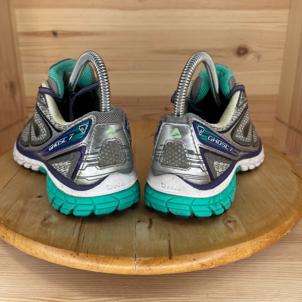 Brooks Ghost 7 Lace Up Silver Teal Running Shoes_6